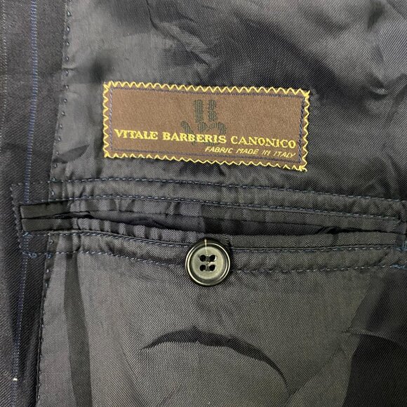 Brooks Brothers Madison Blazer Sport Coat Men's 40L Navy Blue Pinstripe Barberis - Picture 9 of 16